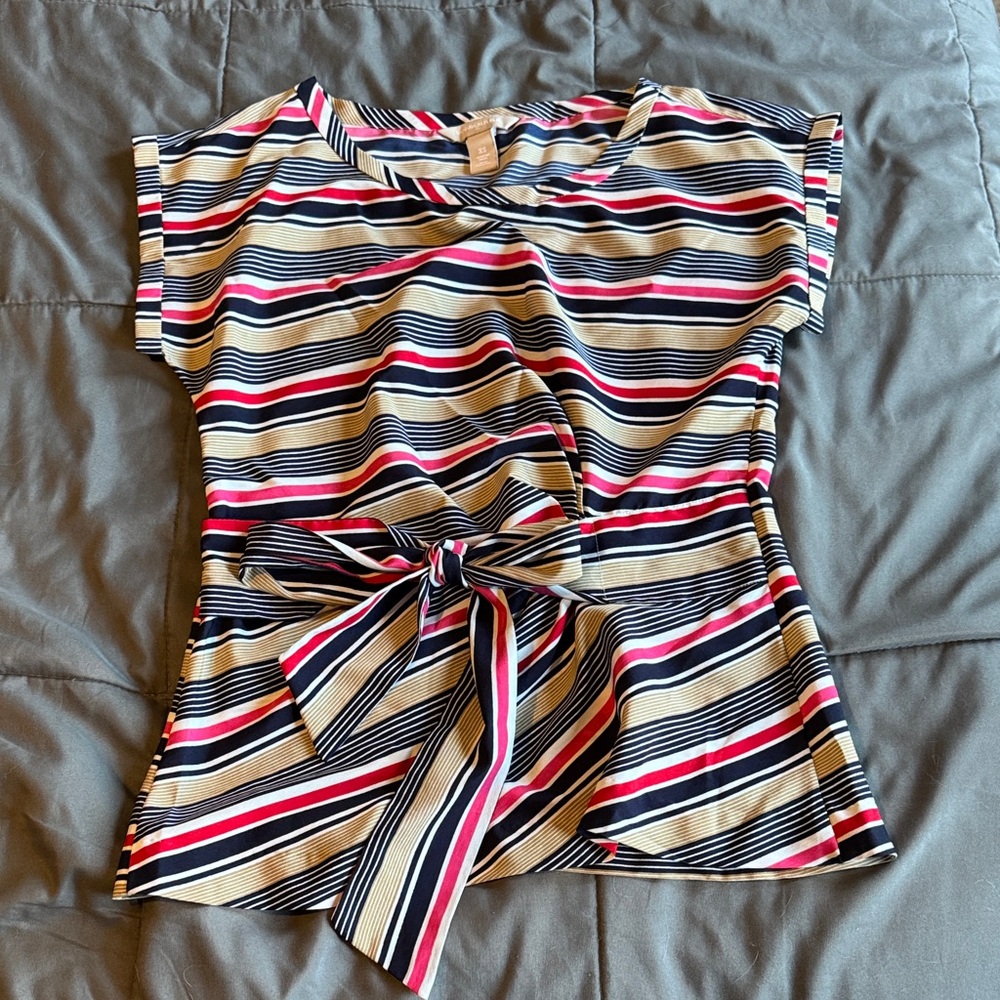 Banana Republic Multicolor Striped Blouse with Tie Waist